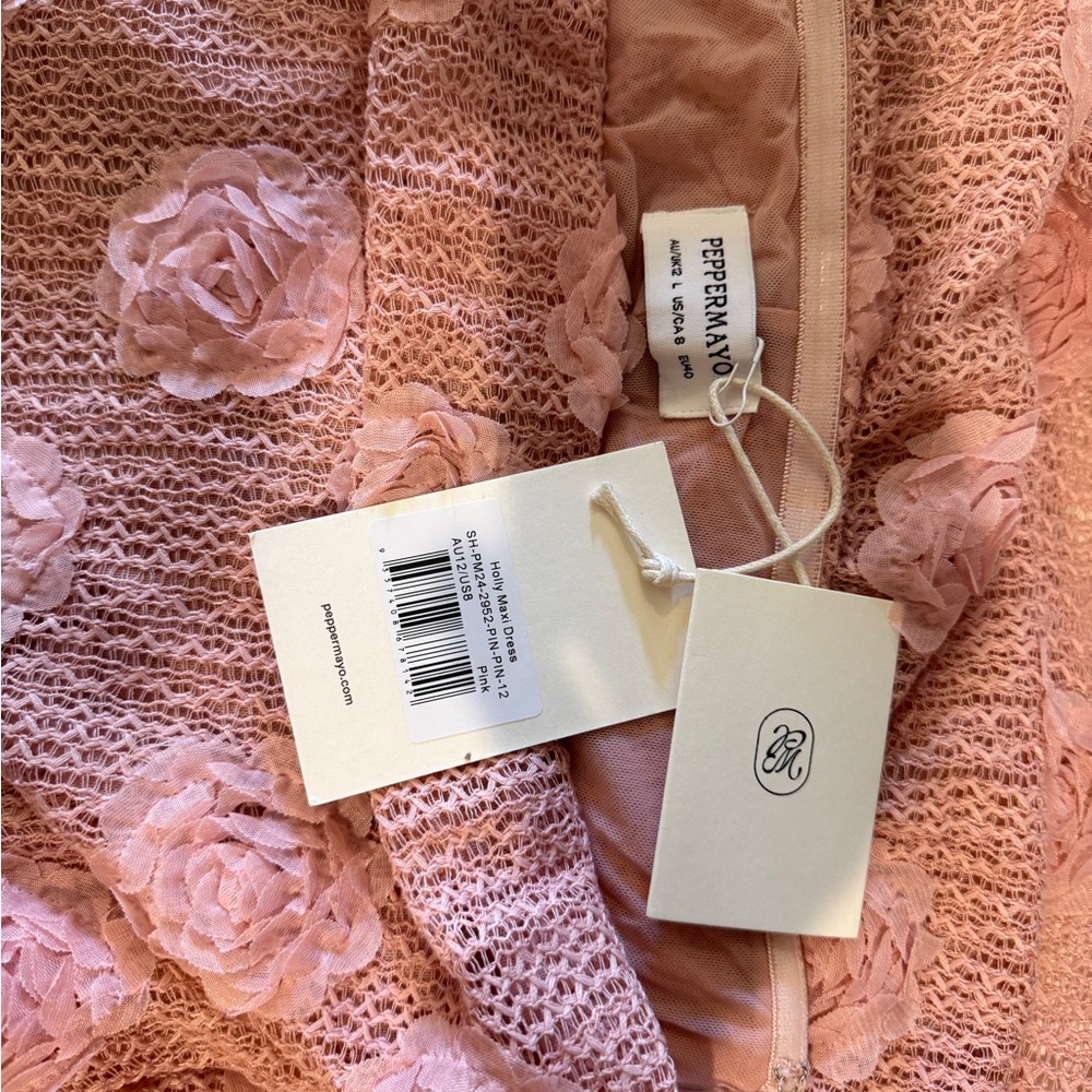 Peppermayo Strapless Pink Floral Textured Maxi Dress - Picture 6 of 6